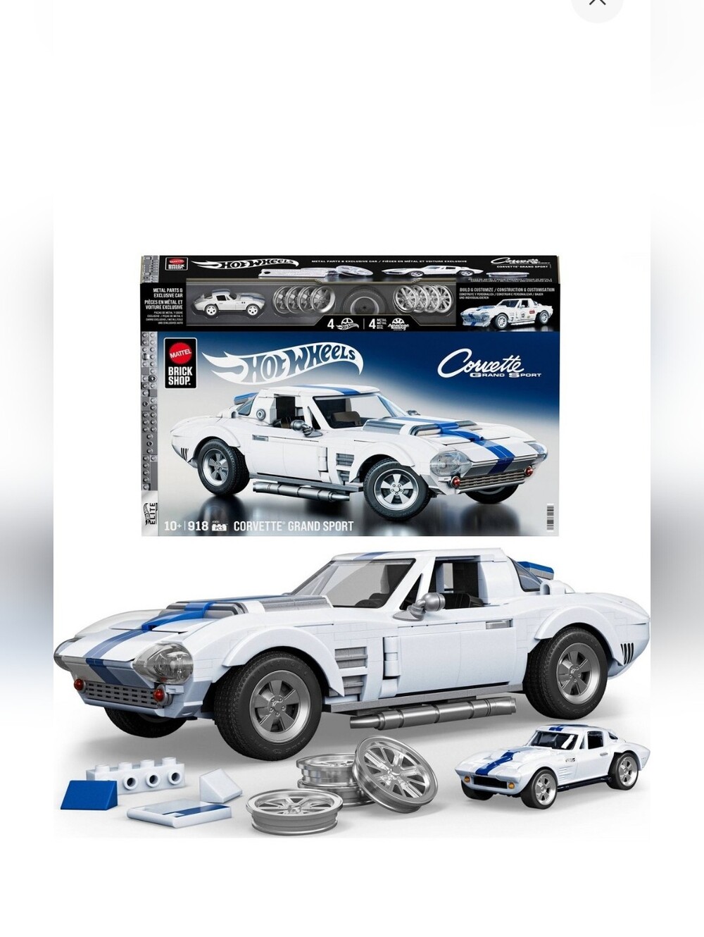 New!Hot Wheels Corvette Grand Sport Building Lego Set 918pcs Boyhoodcore Y2K Ret